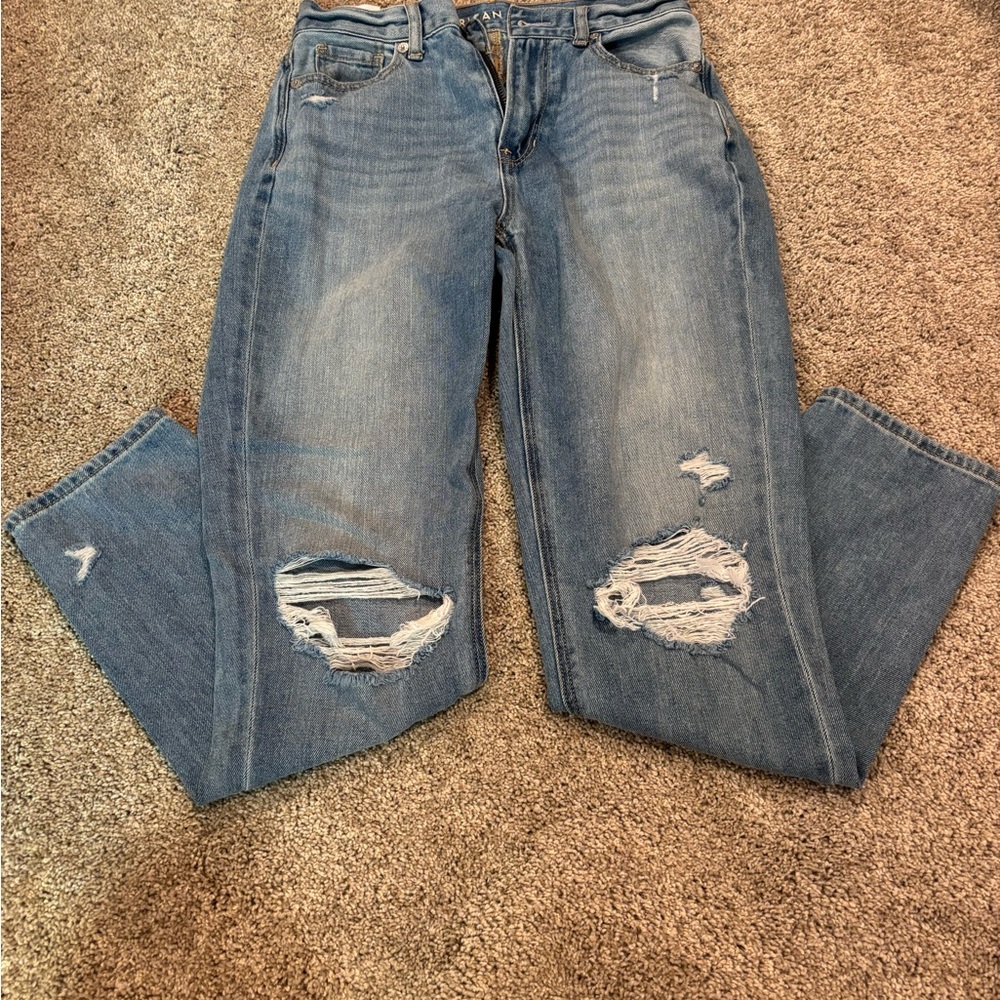American Eagle Outfitters Blue Boyfriend Jeans Distressed